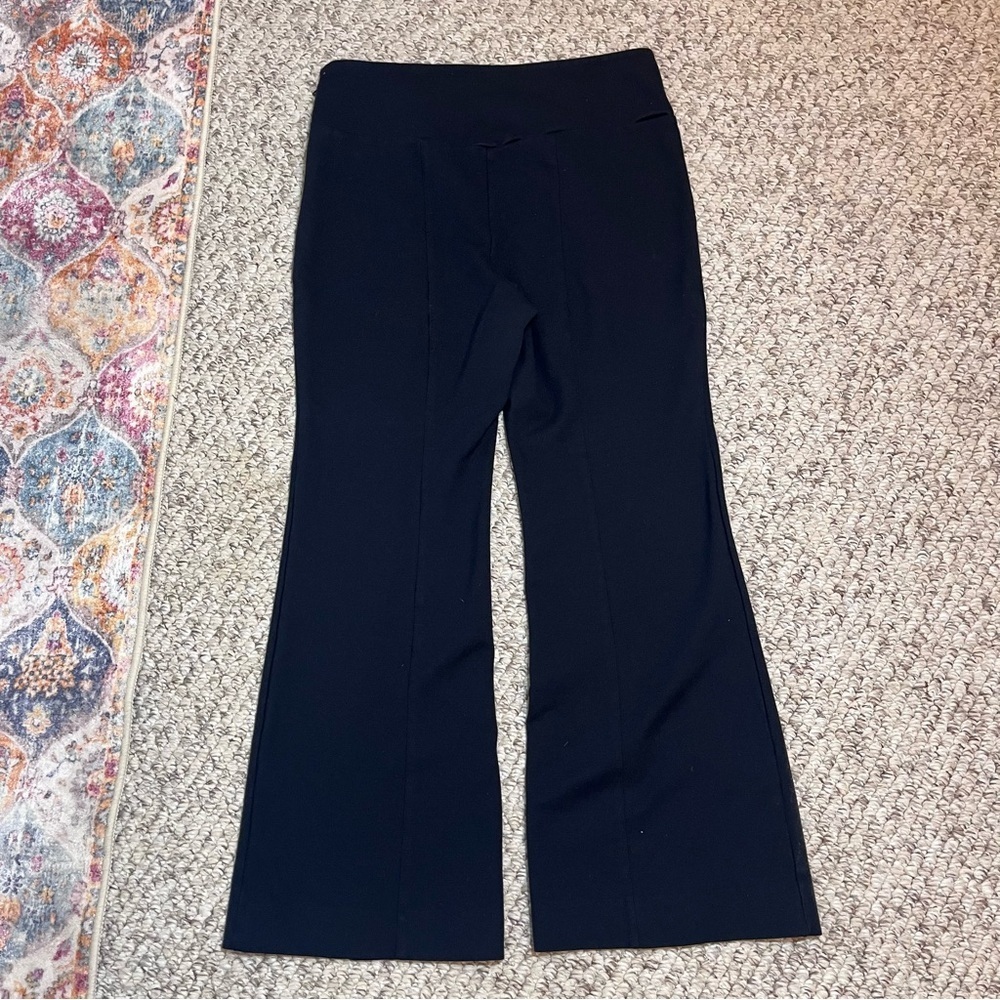 Anthropologie Black Wide Leg Ponte pants Size M High Rise Side Zip Stretch - Picture 12 of 15